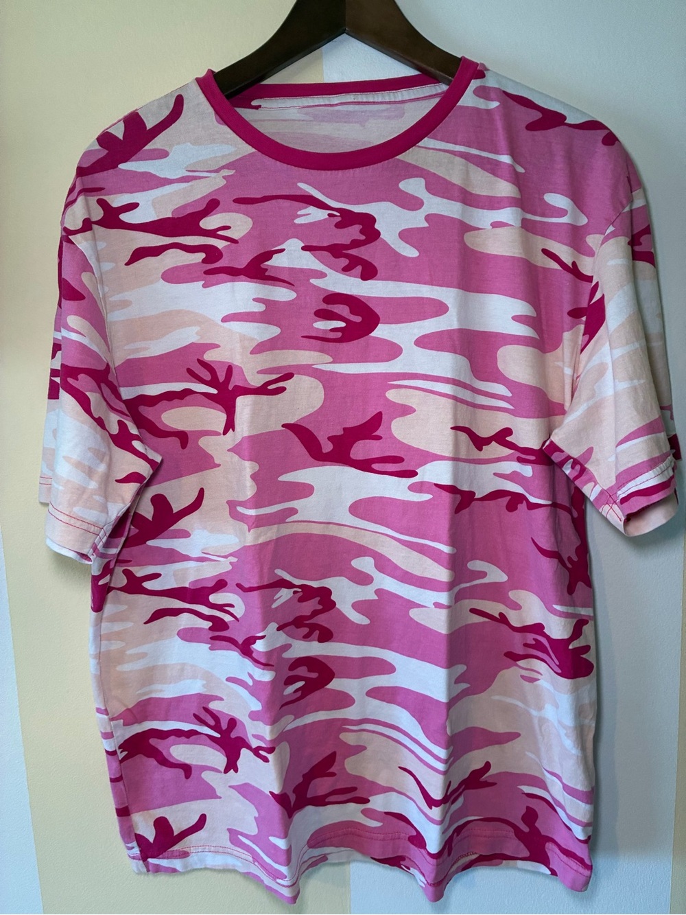 ATC Pink Camo T Shirt All Over Print Crewneck Tee Large Streetwear Y2K